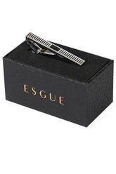 Esgue Gümüş Renk Çizgili Minimal Modern Kravat Klipsi – KM:1302