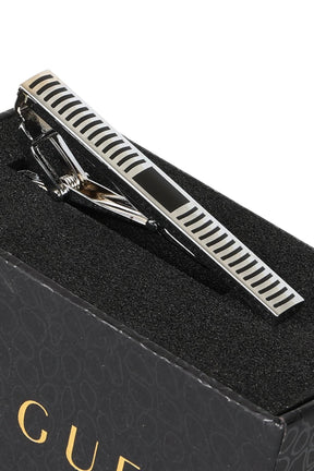 Esgue Gümüş Renk Çizgili Minimal Modern Kravat Klipsi – KM:1302