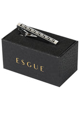 Esgue Gümüş Siyah Renk Antik Desenli Modern Kravat Klipsi – KM:1304