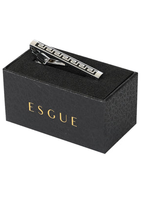 Esgue Gümüş Siyah Renk Antik Desenli Modern Kravat Klipsi – KM:1304