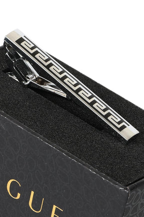 Esgue Gümüş Siyah Renk Antik Desenli Modern Kravat Klipsi – KM:1304