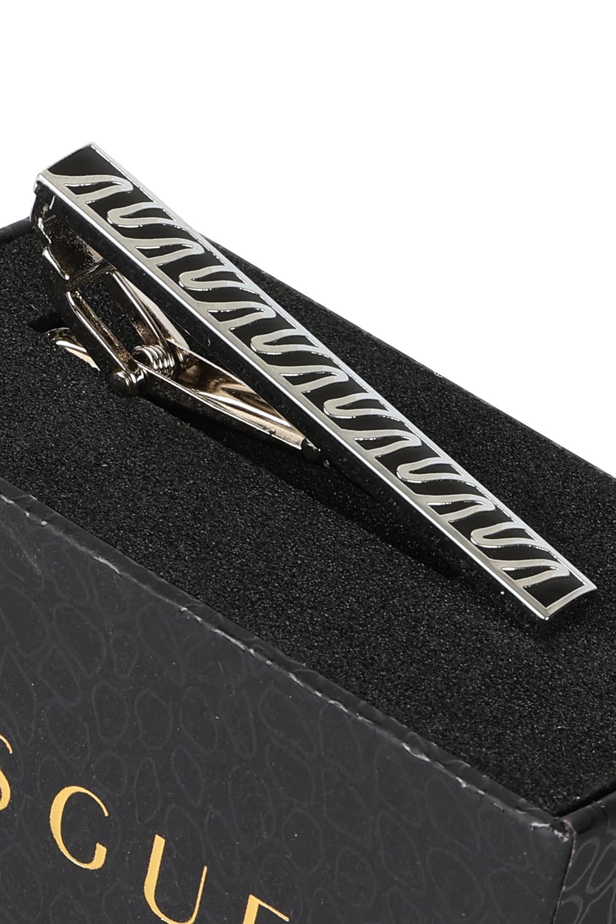 Esgue Gümüş Siyah Renk Dalga Desenli Modern Kravat Klipsi – KM:1314