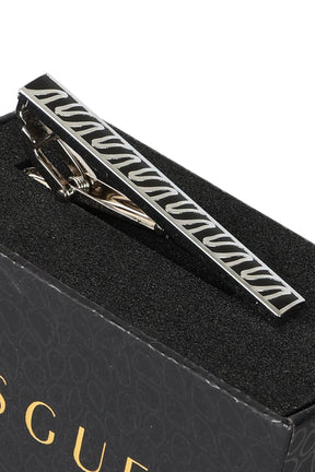 Esgue Gümüş Siyah Renk Dalga Desenli Modern Kravat Klipsi – KM:1314