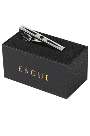 Esgue Gümüş Siyah Renk Desenli Kravat Klipsi – KM:1306