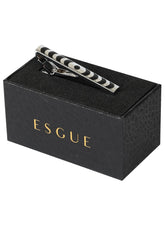 Esgue Gümüş Siyah Renk Desenli Tasarım Kravat Klipsi – KM:1313