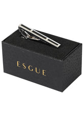 Esgue Gümüş Siyah Renk Dikdörtgen Desen Kravat Klipsi – KM:1318