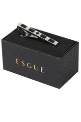 Esgue Gümüş Siyah Renk Kare Desenli Modern Kravat Klipsi – KM:1311