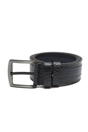 Esgue Hakiki Deri 4.5 cm Dikişli Lacivert Kemer