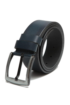 Esgue Hakiki Deri 4.5 cm Düz Lacivert Kemer