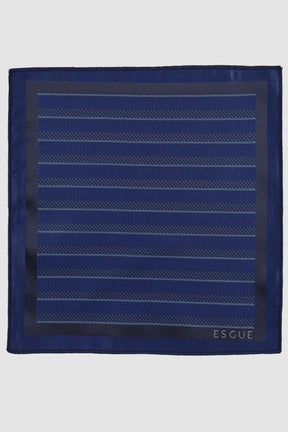 Esgue Hand Made 6 cm Slim Çizgili Desen A.Lacivert Mendilli İnce Kravat