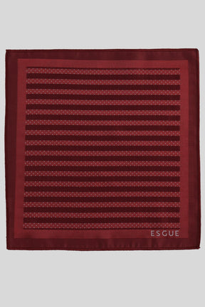 Esgue Hand Made 6 cm Slim Çizgili Desen Bordo Beyaz Renk Mendilli İnce Kravat