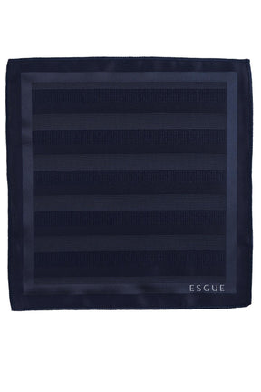 Esgue Hand Made 6 cm Slim Çizgili Desen Lacivert Renk Mendilli İnce Kravat