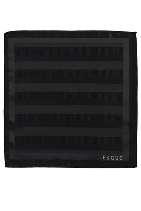 Esgue Hand Made 6 cm Slim Çizgili Desen Siyah Renk Mendilli İnce Kravat