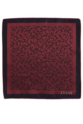 Esgue Hand Made 6 cm Slim Desenli Bordo Lacivert Renk Mendilli İnce Kravat