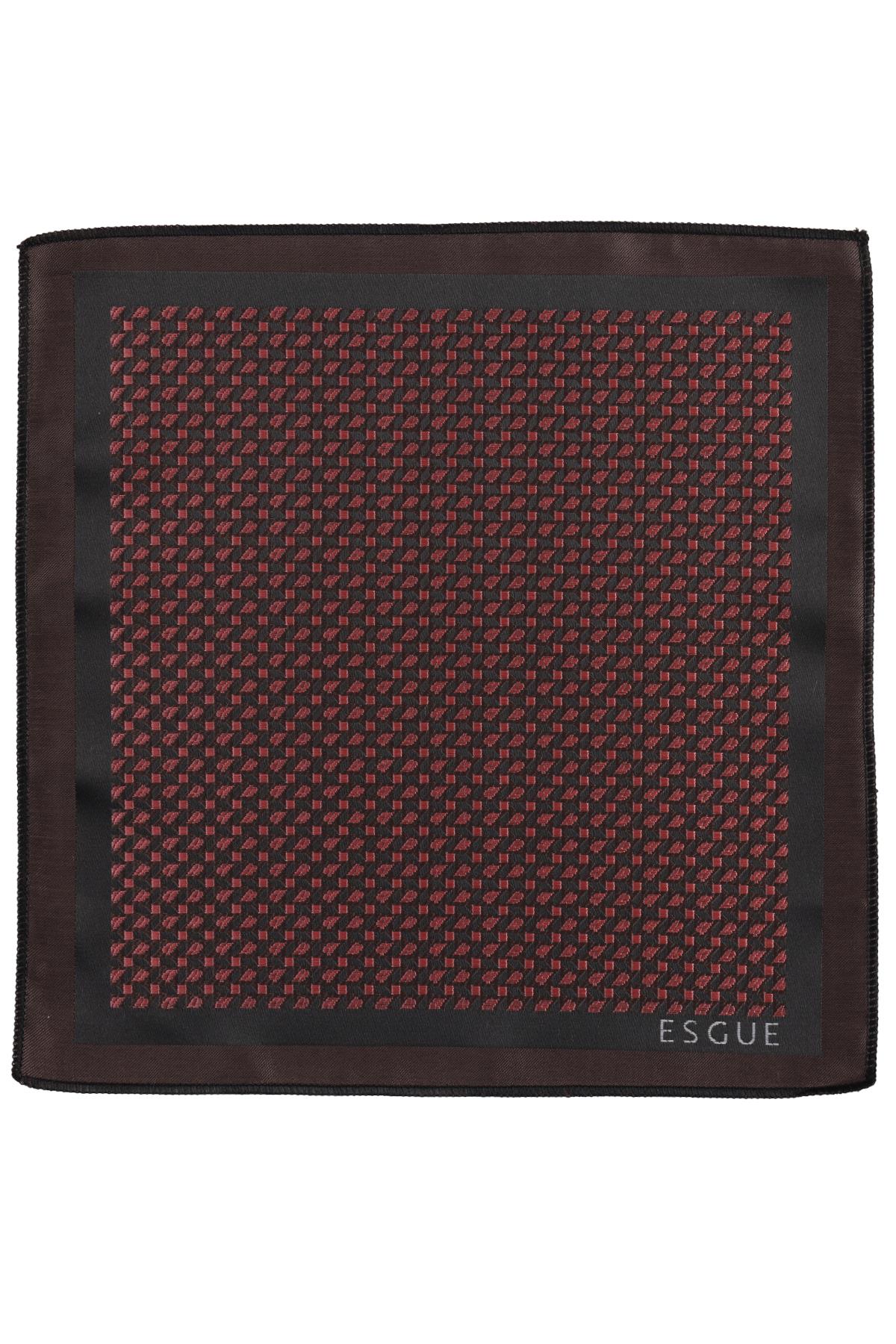 Esgue Hand Made 6 cm Slim  Desenli Kahverengi Pembe Renk Mendilli İnce Kravat
