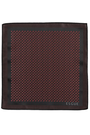 Esgue Hand Made 6 cm Slim  Desenli Kahverengi Pembe Renk Mendilli İnce Kravat