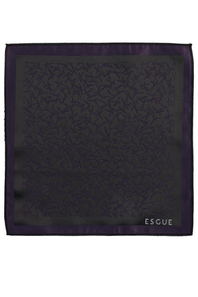 Esgue Hand Made 6 cm Slim Desenli Siyah Mor Renk Mendilli İnce Kravat