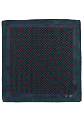Esgue Hand Made 6 cm Slim  Desenli Yeşil Kırmızı Renk Mendilli İnce Kravat