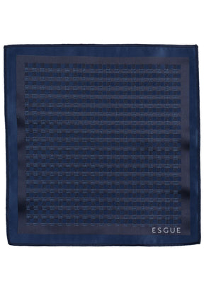 Esgue Hand Made 6 cm Slim Ekose Desen Lacivert Mavi Renk Mendilli İnce Kravat
