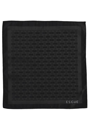 Esgue Hand Made 6 cm Slim Geometrik Desenli Siyah Renk Mendilli İnce Kravat