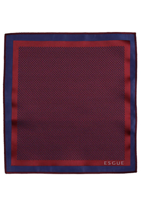 Esgue Hand Made 6 cm Slim Mini Desenli Bordo Mavi Renk Mendilli İnce Kravat