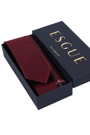 Esgue Hand Made 6 cm Slim Mini Desenli Bordo Siyah Renk Mendilli İnce Kravat