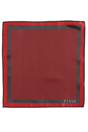 Esgue Hand Made 6 cm Slim Mini Desenli Kırmızı Siyah Renk Mendilli İnce Kravat