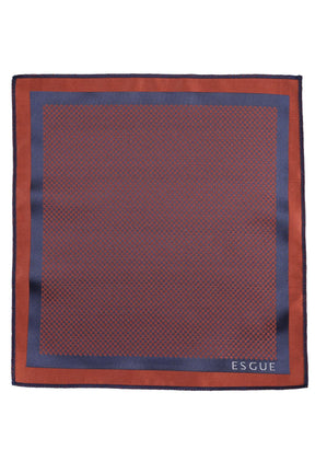 Esgue Hand Made 6 cm Slim Mini Desenli Lacivert Kiremit Renk Mendilli İnce Kravat