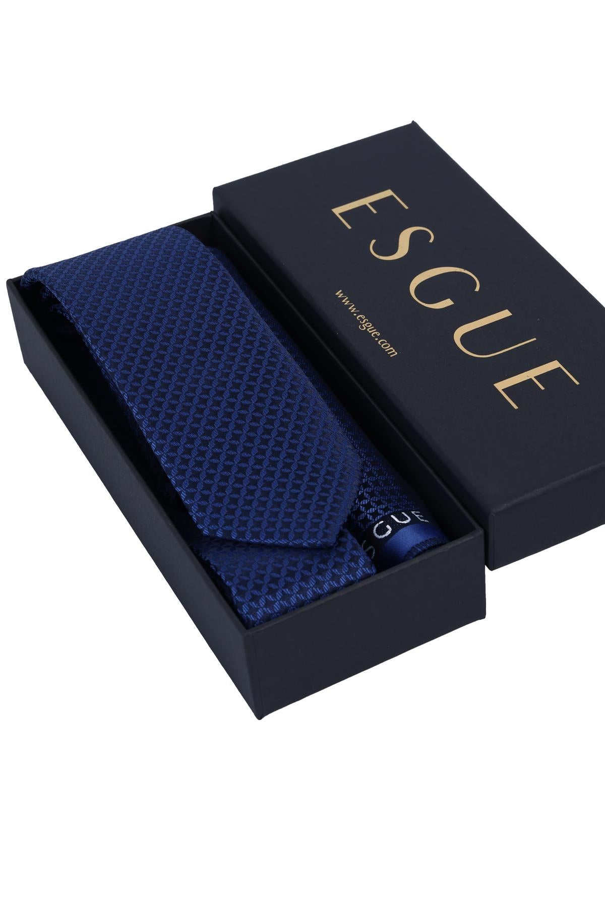 Esgue Hand Made 6 cm Slim Pötikare Desen Saks Renk Mendilli İnce Kravat
