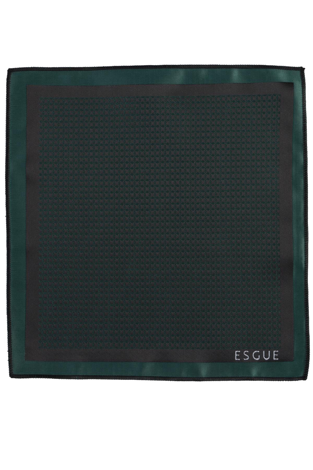 Esgue Hand Made 6 cm Slim Pötikare Desen Yeşil Renk Mendilli İnce Kravat