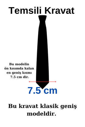 Esgue Hand Made 7.5 cm Lacivert Mendilli Kravat