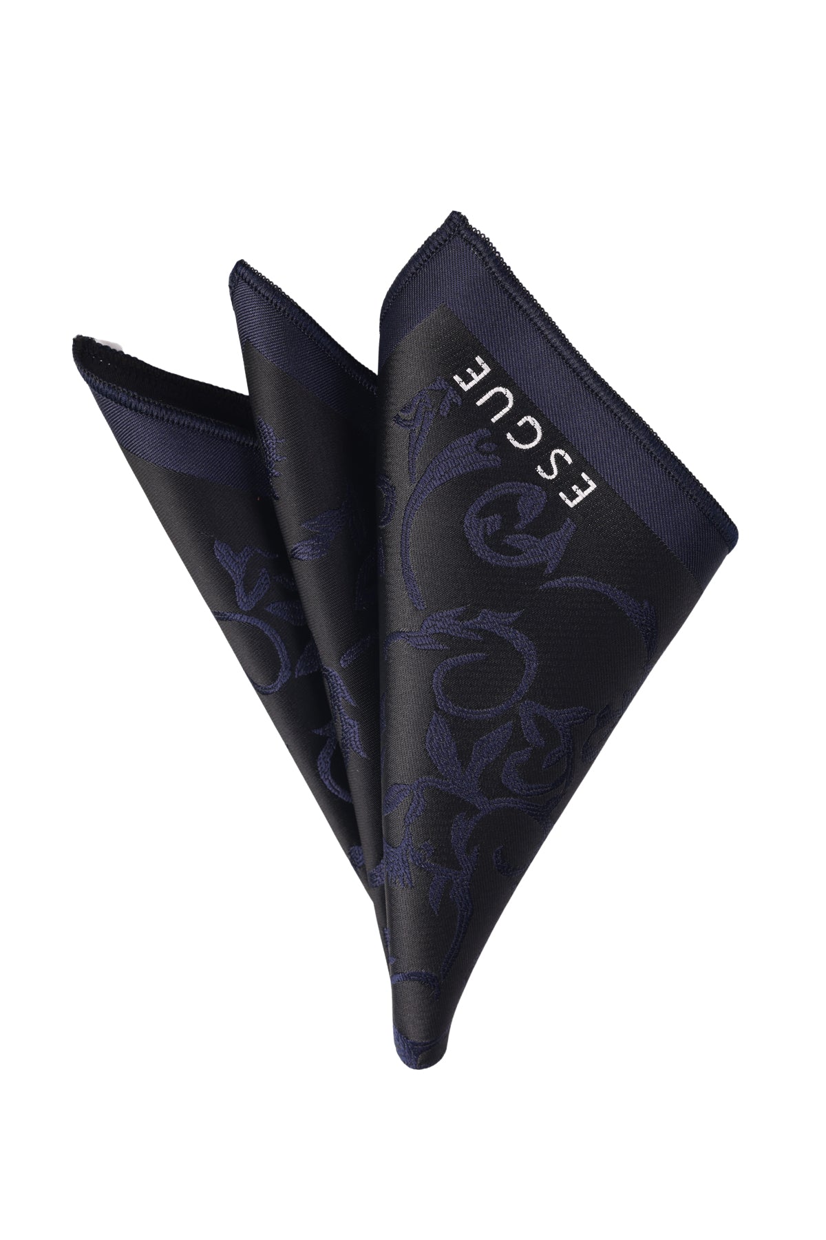 Esgue Hand Made 8 cm Lacivert - Siyah Desenli Kravat Mendil