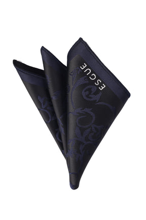 Esgue Hand Made 8 cm Lacivert - Siyah Desenli Kravat Mendil