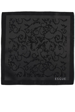 Esgue Hand Made 8 cm Dalgalı Desen Siyah Renk Mendilli Kravat