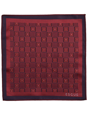 Esgue Hand Made 8 cm Ekose Desen Bordo Lacivert Renk Mendilli Kravat
