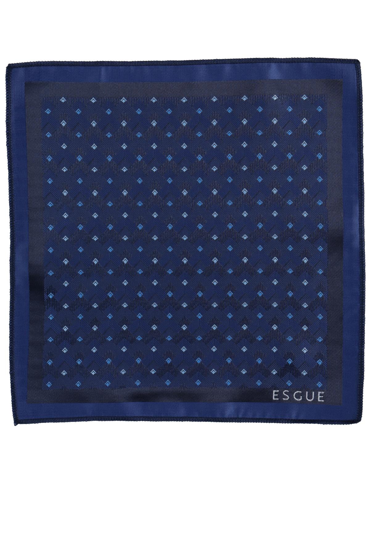 Esgue Hand Made 8 cm Geometrik Micro Desen Lacivert Mavi Renk Mendilli Kravat