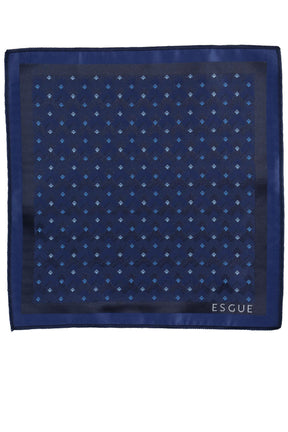 Esgue Hand Made 8 cm Geometrik Micro Desen Lacivert Mavi Renk Mendilli Kravat