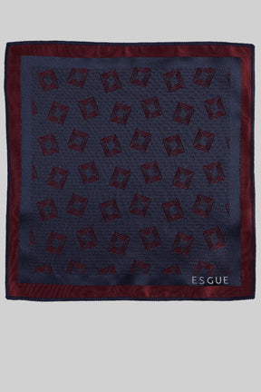 Esgue Hand Made 8 cm Retro Desen Lacivert Bordo Renk Mendilli Kravat