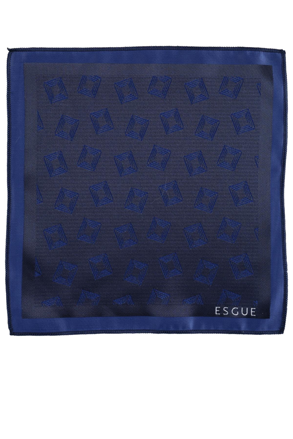 Esgue Hand Made 8 cm Retro Desen Lacivert Mavi Renk Mendilli Kravat