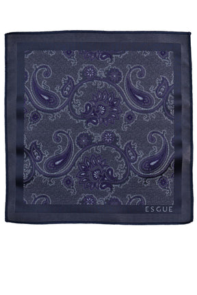 Esgue Hand Made 8 cm Şal Desen Gri Mor Renk Mendilli Kravat